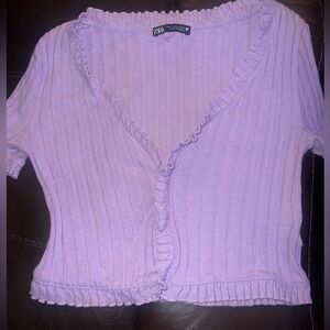 Zara Lavender Ribbed Crop Top